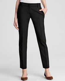 An ever-so-slightly cropped silhouette lends fresh style to these office-ready Theory pants, cut from rich stretch wool.