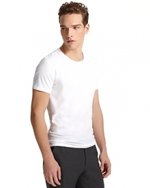 Soft hand, slight stretch layering tee. Crewneck short sleeved.