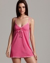 A romantic striped nighty, complete with ruffles and a gold heart charm on the drawstring, from Juicy Couture.