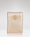 Tory Burch's logo-embossed leather transit holder makes it posh to go public. Slip it inside your purse to ease the daily commute.