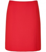 Add classic style to your work-ready look with this chic wool skirt from Jil Sander Navy - Classic mid-length skirt with welt seam details, concealed side zip closure - Style with a tie-neck blouse, a fitted blazer, and patent pumps