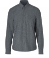 A versatile staple packed with wearing possibilities, Marc by Marc Jacobs chambray shirt is a cool take on this trend-favorite style - Classic collar, long sleeves, buttoned cuffs, button-down front, buttoned chest pocket, shirttail hemline - Tuck into tailored trousers with a sleek belt and leather boots