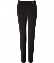 Inject your look with instant elegance with these sleek black trousers from Paul Smith - Flat front, belt loops, off-seam pockets, back welt pockets with buttons, straight leg with creasing, slim fit - Wear with a silk blouse, a fitted blazer, and classic pumps