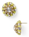 kate spade new york shoots from the hip with this pair of stud earrings accented by inset crystals and neon stitching.