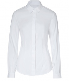 Both classic and cool with a flattering tailored fit, Steffen Schrauts pristine white shirt is a chic choice packed with wearing possibilities - Classic collar, long sleeves with hooked cuffs, hidden button-down front, shirttail hemline - Tailored fit - Wear with bright flats, slim-fit separates and a carryall tote to work