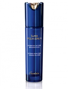 The new Aqua complex in Guerlain's Super Aqua Serum acts as a double protective shield. It reinforces the skin's internal barrier, increasing its reserves of moisture and increasing cellular resistance to time and external factors. It protects against aging and aggressions. Skin is deeply hydrated, re-plumped, smooth, supple and radiant. A legendary, deeply hydrating serum that revitalizes the skin and smoothes out wrinkles. 1.7 oz.