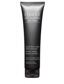 Liquid Face Wash Extra Strength. Formulated by Clinique's guiding dermatologists to gently yet thoroughly cleanse the face and neck. Leaves skin feeling fresh, comfortable, never tight or dry. Preps skin for a comfortable shave. For normal/oily skin. 5 oz. 