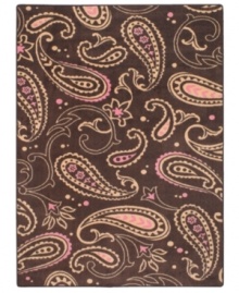 Perfect in paisley. This fun, flirty area rug from Surya is sure to inspire both the young and young at heart, mixing vivid hues of chocolate and pink with too-cool swirl and teardrop designs.