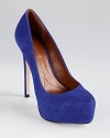 In royal blue suede, the Boutique 9 Kimberly platforms showcase saturated color on a sky-high silhouette.