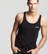 Inject casual-cool style into your basics with a logo-clad undershirt from Diesel.