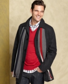 Stepping out has never been so easy. Just grab this wool-blend coat and scarf already paired for you from Tommy Hilfiger.