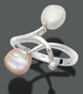 A lovely ring filled with natural beauty. Featuring Kieshi cultured freshwater pearls (7-8 mm) in sterling silver. Size 7.