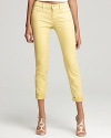 7 For All Mankind Jeans - Crop Leg Skinny Jeans in Bright Yellow