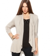 A simple piece that can transform an outfit, INC's cascading cardigan works for day or night!