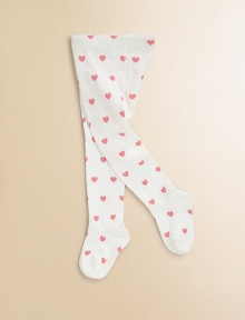 Sweet hearts are sprinkled allover micro-ribbed tights that stay in place and look oh so pretty doing it.Elastic waistbandScreened hearts70% cotton/25% nylon/5% spandexMachine washImported