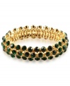 An elegant finishing touch from Anne Klein. Glass and plastic stones in green hues lend a look of sophistication to this bracelet. Crafted in gold tone mixed metal. Approximate diameter: 2 inches. Stretches to fit wrist.