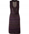 Add retro-inspired appeal to your cocktail look with this ultra-luxe lurex dress from Missoni - V-neck, sleeveless, fitted bodice, pencil skirt, all-over patterned knit, concealed side zip closure - Pair with a slim trench, high heel booties, and a leather clutch