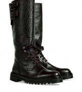 This modernized take on the classic combat boot from Belstaff will add a tough-meets-chic aesthetic to your casual look - Capped toe, rugged rubber lug sole, lace-up front, back dual buckle detail - Pair with skinny jeans, an oversized blouse and an equestrian-inspired blazer