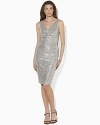 Glittering sequins and an alluring cowl neckline transform an elegantly ruched dress into a glamorous, modern must-have.