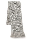 A sparkly vision of winter chic, this Juicy Couture scarf boasts a threaded sequin weave and frilly fringe for maximum shine.