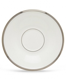 Beautiful in its simplicity, this dinnerware collection features a timeless, elegant design. The pristine white bone china is accented by a single, shimmering band of platinum. The understated beauty will add a refined sophistication to your dining experience for years to come. Qualifies for Rebate