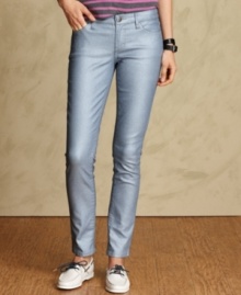 Tommy Hilfiger's coated denim jeans add a flash of shine to your casual wardrobe.