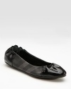 Patent leather gives this check-printed coated canvas ballerina a lustrous finish.Round toe Leather lining Padded insole Rubber sole Made in ItalyOUR FIT MODEL RECOMMENDS ordering one half size up as this style runs small. 