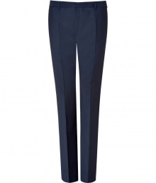 These classic trousers bring sophisticated flair to your stylish workweek or evening look - Modern slim fit, stripe print, front crease detail, front zip and button closure, two front pockets, back slit detail - Style with a cashmere pullover, a slim fit blazer, and dress shoes