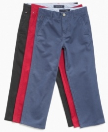 These handsome Tommy Hilfiger pants are prefect for school or play.