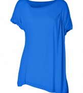 Pop bright color into your contemporary look with Twenty8twelves electric blue top - Draped asymmetrical neckline, short dolman sleeves - Easy fit - Tuck into pencil skirts or layer over leather leggings