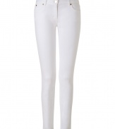 Perfect for building the foundation of your warm weather looks, Michael Kors pristine white skinnies are as chic as they are flattering - Five-pocket style with zippered back pockets, zip fly, button closure, belt loops - Slim fit - Wear with bright tops and chunky statement jewelry