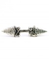 Look sharp. RACHEL Rachel Roy's arrowhead ring embodies an edgy twist. Crafted in silver tone mixed metal, it features a selection of sparkling glass accents. Size 7.