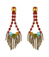 Bring heightened style to your day or night look with these ultra-chic earrings from New York City-based accessory label Dannijo - Drop style, made of stylishly distressed oxidized brass with multicolor Swarovski crystal embellishment - Wear with a classic cocktail dress or an on-trend off-duty ensemble