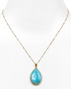 An elegant smooth turquoise teardrop-shaped pendant necklace from Coralia Leets.