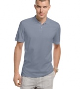 The soft, silky feel of this polo shirt from Calvin Klein adds a luxurious detail to the classic shirt.