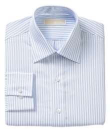 Take the guesswork out of your morning routine and button up in this striped Michael Kors dress shirt any day of the week.