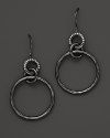 Diamonds accent these modern textured sterling silver drop earrings from Ippolita.