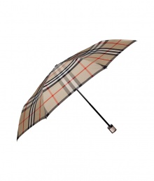 Perfect for tucking away into your handbag, Burberry Londons folding umbrella is fun way to carry the brands iconic check - Allover check, wraparound strap with snap - The perfect finish to sleek trench coats and rubber rain boots