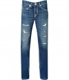 With Western-inspired details, and stylish distressing, these jeans from True Religion will amp up your casual basics - Classic five-pocket styling, destroyed detailing, decorative back pockets with logo detail, contrast stitching - Straight leg, slim fit - Pair with a tee and a blazer or a cashmere sweater