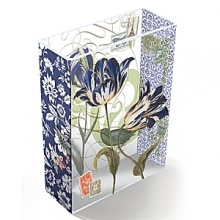 Beautiful floral motif glazed on glass. Lily rectangle vases are 8 high.