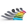 The Elevate™ Utensil set is designed to improve hygiene and minimize the mess made by placing mucky utensils onto kitchen surfaces. An innovative weighted handle with an integrated tool rest ensures that when an Elevate™ utensil is placed down, the head is always raised off the work surface.