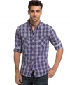 Add some plaid to your wardrobe this season for with this shirt from English Laundry for on-trend style.