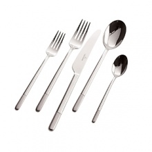 Sleek and sophisticated flatware adds a contemporary touch to your dining table. This flatware features a slender silhouette and a unique combination of polished and satin finishes. Forged of 18/10 stainless steel for strength and durability.