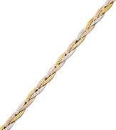 A shimmering twist. Giani Bernini's tri-tone bracelet combines braided strands of sterling silver, 24k gold and 24k rose gold over sterling silser into one pretty bracelet. Approximate length: 7-1/2 inches.