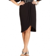 Strike a chic note in Cha Cha Vente's easy draped skirt. The tulip hem is ultra-flattering, too!