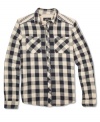 An all over check pattern adds a western edge to your weekend warrior style on this shirt from Buffalo David Bitton.