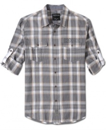 Your weekend plaid. This shirt from Calvin Klein Jeans locks down your favorite casual look.