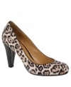 Perfectly polished best describe Etienne Aigner's Ethel round pumps, which are available in a choice of black or pewter leather as well as a fashionable leopard-print fabric version. With a 3 covered heel, they're a great option for mixing and matching within your workday wardrobe.