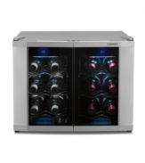 Toast to getting the most out of your favorite whites and reds. Holding 12 bottles, this ultra-quiet cellar offers dual zone cooling that caters to the unique notes and tastes of your varied collection. 3-year warranty. Model CWC-1200DZ.