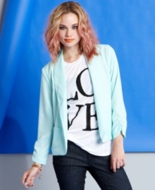 Colorize your look with a blazer of soft, cotton candy hue! From Ali & Kris.